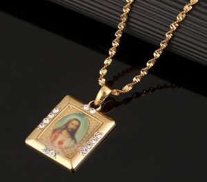 Rektangel Jesus Porträtt Halsband Pendant Kvinnor Jesus Fader Cross Halsbandsmycken9683502