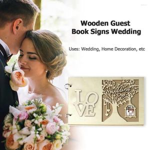 Forniture per feste per matrimoni Guest Libro di Wooden Heart Engagement Guest Sign Message Book Craft Craft