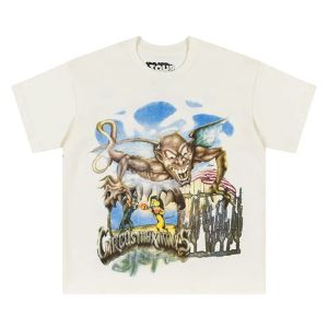 2024 Summer Mens Camiseta Designer clássico de graffiti algodão impresso hahee manga curta camiseta moda de luxo de luxo de luxo masculino e feminino S-xl