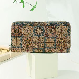 8st plånböcker för kvinnor Cork Leather Rose Grid Printing Multifunktionell långkortshållare Mix Color