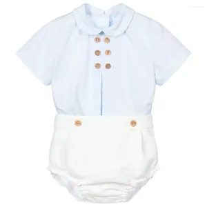 服セット夏のスペインの男の子ブティックベビー服スーツ幼い誕生日洗礼白いシャツショートパンツ