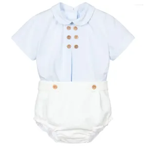 Clothing Sets Summer Spanish Boys Boutique Baby Clothes Suit Infant Birthday Christening White Shirt Short Pant