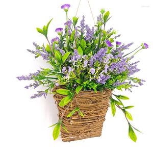 Flores decorativas yysd cestas de flores artificiais penduradas com decorações de portas de cesta para decorações internas e externas