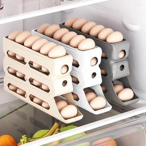 Armazenamento de cozinha 1pc Flidge Egg Rack Automático Rolling Refrigerator Box Space Space Capacidade de grande capacidade para casa