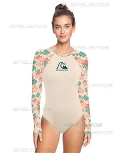 SPELISPOS OnePiece Swimsuit For Sports Round Long Sleeve Swimwear Surfing Bodysuit Leotard Women Swim Pool Sand Suit 240508