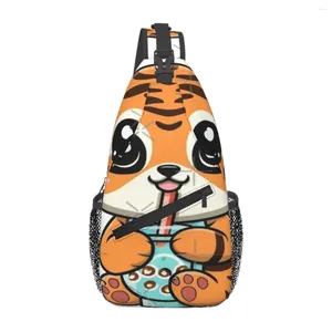 Duffel Bags Baby Tiger пьет Boba Milk Mult Beart Beard Supt Retro Portable Travel Cross Multi-стиль