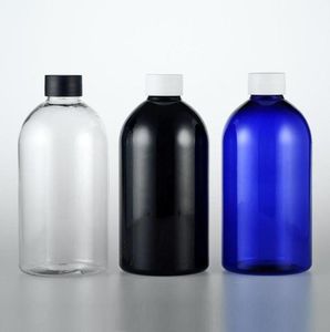 Lagringsflaskor burkar 500 ml x 20 svartblå transparent plastflaska med skruvlock Kosmetisk förpackningsbehållare flytande pet6047361