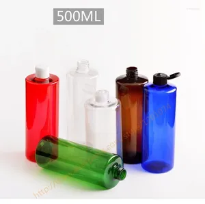 Garrafas de armazenamento 500ml Pretty Colors Bottle com lidra de plástico Óleo essencial/líquido/hidratante/recipiente de água facial