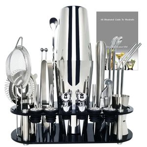 1322pcs 750ml 600 ml Boston Cocktail Shaker Bar Tools Mixer Kit di strumenti per barista con supporto 240428