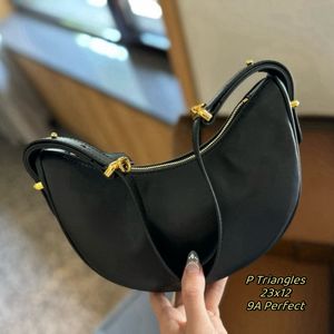 Designer Bag Triangle 9a Loop Croissant Hobo Crossbody Luxury Shoulder Bags Cosmetic Halfmoon Underarm Purses Handbags 2 Belt Gold Metal Perfect Workmanship