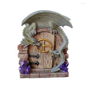 Dekorative Figuren Drachen Garten Statue Cartoon 3D Guardian Gate Figur Feen -Tür Yard Kunstharz Orament