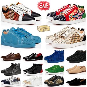 Classic Designer Red Bottoms Dress Shoes Luxury Low Top Black White Leather Sneakers Made In Italy woman heels Loafers Spikes Casual women men trainers