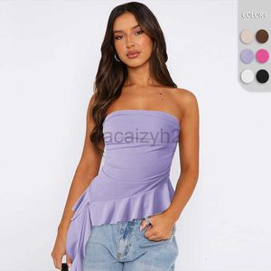 Women's T Shirt sexy Tees 2024 Spring/Summer New Y2K Clothes with Ruffle Edge Pure Desire Tank Top for Women's Bra Tops, High Grade Outwear tops