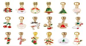 Whole 100pcslot mixed Fashion Christmas Style Gold plated Alloy metal Enamel Dangle DIY Charms fit European Bracelet Low Pric1503816