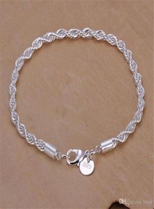 Fashion 925 Silver Bracelets Jewelry 200mm4mm ed rope Chain Woman Men Unisex Bracelets 2043219