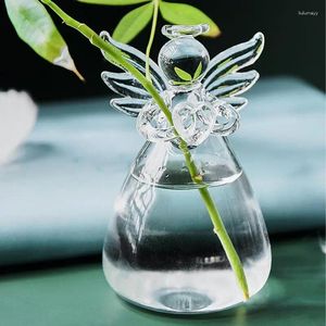 Vasos Clear Glass Garden Mini Anjo Plantador de Flores Planta Terrarium Recipiente Decoração de Casamento Ornamentos Vaso Tabela Vaso