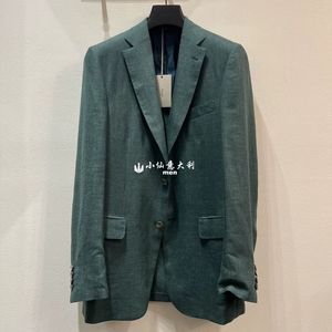 Men Blazers Brioni Green Cashmere Linen Silk Jacket Coat