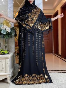 Ethnic Clothing New Dubai Summer Short Slve Dress Muslim Dashiki Floral Printing Cotton Loose Caftan Lady Maxi Islam Casual Dresses Vestidos T240510