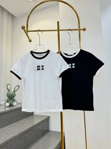 ミュウファッションTシャツ女性用高品質の綿丸いネックティー刺繍用汎用スリーブTシャツの女性夏の服