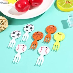 Disposable Flatware 8Pcs Mini Football Sport Fruit Fork Cartoon Snack Cake Dessert Food Toothpick