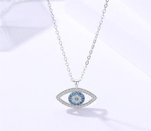 925 Sterling Silver Womens Cubic Zirconia Devil Evil Blue Eye Necklace CZ Stone Turkish Fashion Gioielli Cina Whole18914438909