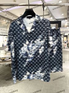 xinxinbuy Men designer Tee t shirt 2024 Italy Panelled flower patterned jacquard letter fabric silk sets short sleeve cotton women white black blue M-3XL