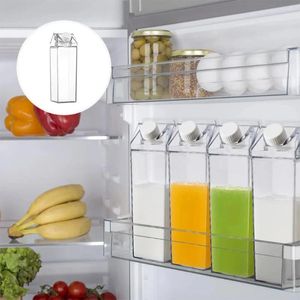 Vattenflaskor 1 st slumpmässiga färgglada transparent mjölkkartongkökflaskor bärbar låda för juice 500 ml/1000 ml