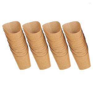 Copas descartáveis palhas 50 PCs Ice Cream Cup Bolo Recipientes de Frésia Francesa para Carro Freri Froker Treat Bag Kraft Paper Setter Snack