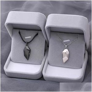 Pendant Necklaces Good Simple Quality Couple Necklace Electrocardiogram Magnetic Heart Splicing Valentines Day Gift Drop Delivery Je Dh7Lg