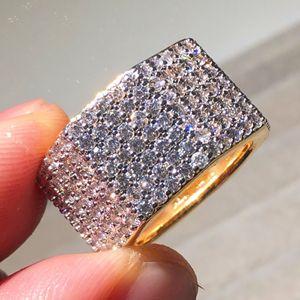 Shine Tiles Seven Rows 420pcs Stone Ring Finger Real 925 Sterling Silver Octagonal Nut Rings for Women Men Cocktail Wedding Jewelry Wholesale