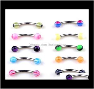 Entrega de jóias Drop 2021 160pcs Conjunto de piercing do corpo Kit de lotes de mixagem 14g 16g Spike curvo Sexy Belly Rings Tongue P7591232