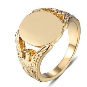 7-16 Mehrgröße Big Ring Männlich Frauen aus Edelstahl plattiert Gold Oval Form glattes Fingerschmuck harmloser Umweltschutz Cou 2913