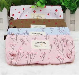 Whole2016 Flower Floral Pencil Pen Canvas Case Cosmetic Makeup Tool Bag Storage Pouch Purse bolsas de maquiagem Drop1158892