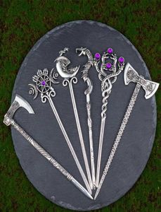 Clip per capelli Barrettes Etica Drago Acconciature Axi Argento Accessori per capelli Spada Witch Triple Moon Pentagram Hairpin Hair Stick J2302214019956