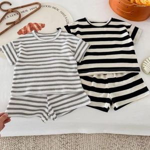 Clothing Sets 0-3Y Toddler Boy Summer Clothes Baby Soft Cotton Striped Short Sleeve T-shirt Tops Shorts Infant Kid Outifts Set