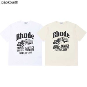 T-shirt di Rhude High End Designer per maglietta a manica corta Grande camion Stampa High Street Fashion Men and Women Sports Casual Half Sleeve con 1: 1 Etichette originali