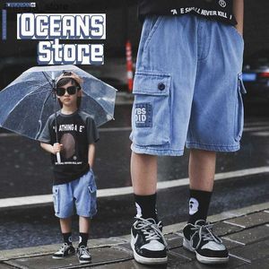 Shorts Summer 2024 Japanese boys work clothes jeans oversized breathable 5 inchesL2405L2405