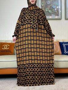 Ethnische Kleidung Nesw Frühling muslimische Baumwolle Abaya Frauen Ramadan Gebet Dubai Türkei Naher Osten Femme Robe Blumen lose afrikanische Kleid Turban Joint T240510