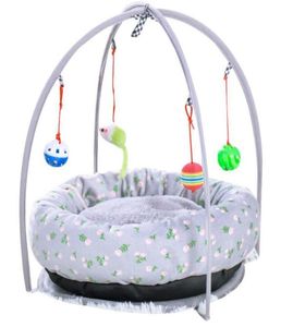 Cat Hommock Bed Puppy Dog Play Tält med Hanging Toys Bells Soft Sleeping Loorger Sofas Nest för katter Small Dogs8428888