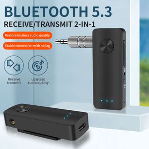 Novo transmissor de receptor sem fio 5.3 2-em-1 no adaptador de transmissão de áudio AUX Bluetooth AUX Bluetooth