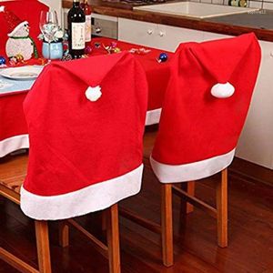 Stol täcker julomslag Red Santa Claus Hat Dining For Home Table Xmas Gift Festive Decoration Atmosphere