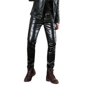 Calças masculinas IDOPEL Mens Halloween Play Play Zipper Pu Motorcycle Party Holiday Stage Performance Artificial Leather Calça Jeansl2405