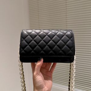 Kadın kuzu derisi woc cüzdan çantaları inci altın metal matelaz zinciri crossbody omuz ful ful çanta kartı tutucu multi pochette lüks 272x