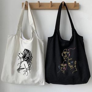 Bolsas de compras Arte Mulheres Bolsa de ombro de tela Ulzzang Printing Livro dos alunos