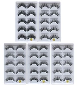 5Pairsset 3d Mink Syashes Lashes Makes maquiagem de olhos naturais grossos cílios falsos grossos compõem cílios falsos de cílios 12 styl9047526