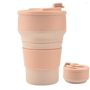 Vattenflaskor 350/500 ml Silikon Compappible Coffee Cup med halmläckofast Lock BPA Gratis fällbar mugg för resevandringspicknick