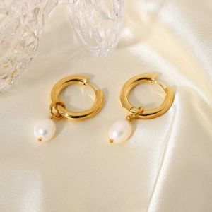 French style earrings with a light and luxurious aura Earrings with round beads and electroplated high-end 18k gold-plated buckles