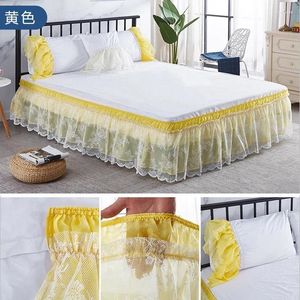 Bed Skirt Well Made Two Layers Lace Delicate Jacquard Ruffles With Widen Strong Elastic Belts-40cm High (No Pillowcase Or Sheet)