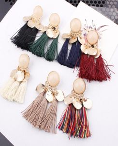 Europe and America exaggerated alloy resin sequined tassel earrings Bohemian retro style fashion popular multicolor earrings gi3224622