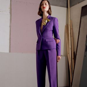 Purple Женские брюки костюмы 2 штуки Матери платье Slim Fit Ladies Office Evening Work Wear Puxedos Jacket Pants 188x